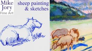 The Sunday Art Show - impressionist sheep painting and en plein air sketches